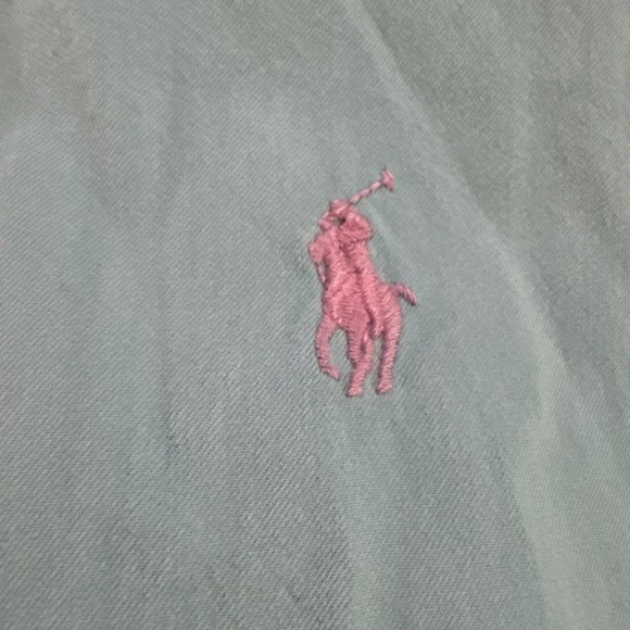 Ralph Lauren Shirt Men Sz Medium Blue Long Sleeve Pink Pony Feather Weight Twill - Picture 2 of 7